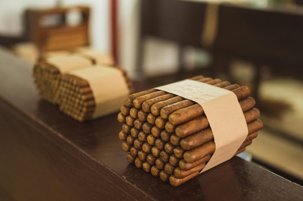 Rolled Cigars Bundled Without Bands In Cigar Factory